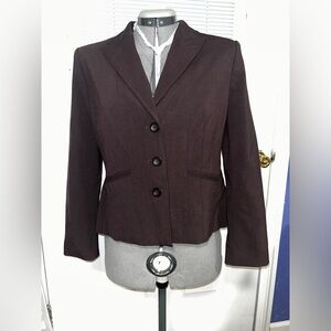 Worthington Dark Brown Structured Three-Button Blazer